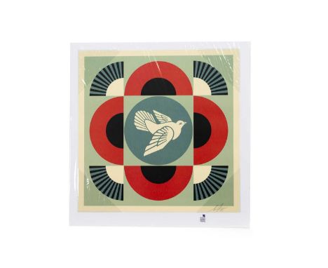 SHEPARD FAIREY, GEOMETRIC DOVE RED offset lithograph on paper, signed, issues 202361cm x 61cmShepard Fairey is an American gr