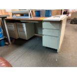 Lot - (3) Double Pedestal Metal/Formica Desks