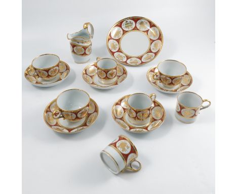 A Barr Worcester tea and coffee set, comprising, twelve coffee cans, twelve tea cups, twelve saucers, a milk jug and two plat