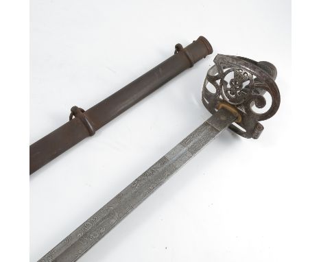 A Cape & Co Argyll Street British Infantry officers 1845 pattern sword, with etched blade and scabbard