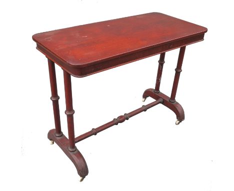 A 19th century mahogany rectangular centre table, raised on turned legs terminating in hockey stick feet, width 36ins