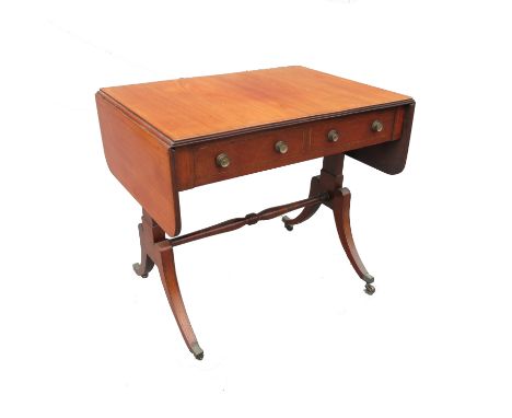 A mahogany sofa table, fitted with two drawers and two dummy drawers, 49.5ins x 22ins