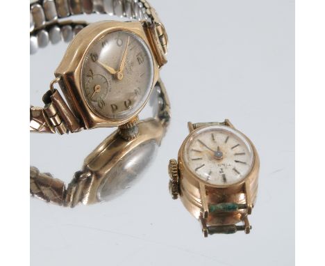 Smith De Luxe, a lady's 9 carat gold mechanical wrist watch on an expanding metal bracelet, with a lady's 9 carat gold Tissot