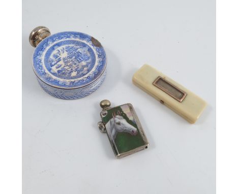 A 19th century rectangular ivory box, the lid inset with plaited hair in a gold coloured frame, with lined interior, width 2.