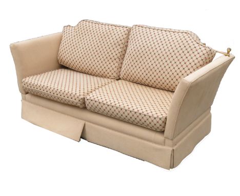 A three piece Knole suite, with two seater sofa and two chairs, sofa width approximately 75ins, chair width approximately 34i