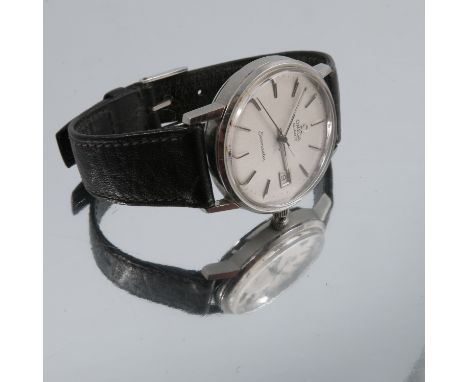Omega Seamaster, a gentleman's stainless steel quartz wrist watch, the circular silvered dial with black steel batons with lu