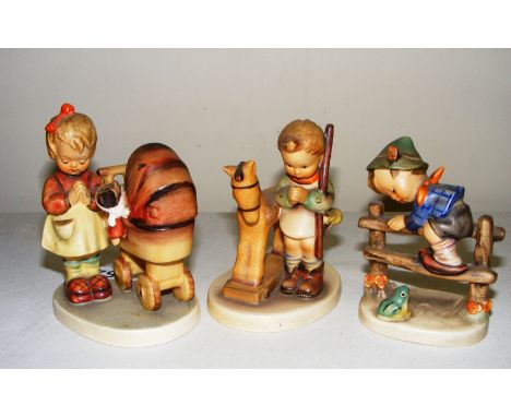 Three Goebel Hummel figurines entitled "Prayer before battle" , "Doll Mother & Retreat to safety"
