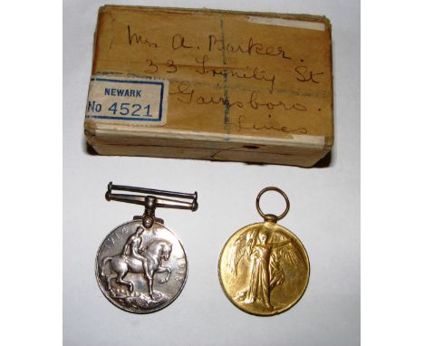 A World War I 'War & Victory medal' to a private W.Barker, Army Service Corps, number S4-093873.