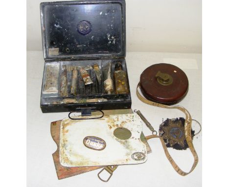An Owbridge's Lung Tonic sliding button hook, a British Transport Docks enamel brooch & a Royal Lincolnshire Regiment embroid