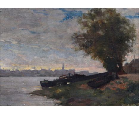 Perron (19th/20th century) "Nantes" Signed, titled and dated 1919, oil on panel.21.5cm x 31cm (8.5in x 12.25in)The painting i