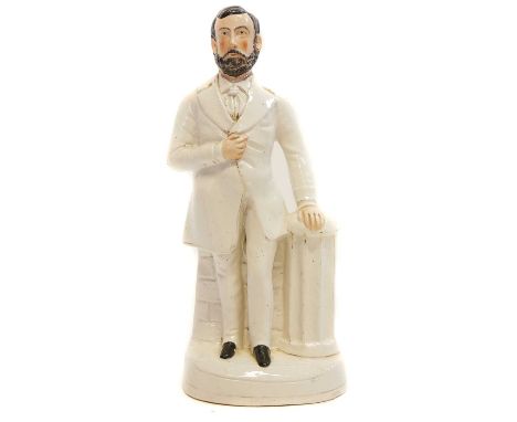 Staffordshire figure of Thomas Sexton Staffordshire figure of Thomas Sexton, modelled standing beside a pedestal, second half