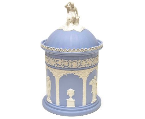 Wedgwood Jasperware Humidor Wedgwood Jasperware humidor, the lid surmounted with a three-dimensional figure of Diana the hunt