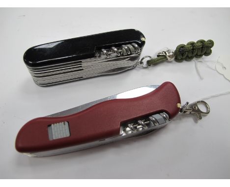 Multi-Blade/Tool Pocket Knives by Victorinox, black scale version fifteen accessories 9cm closed, plus similar in red, twelve