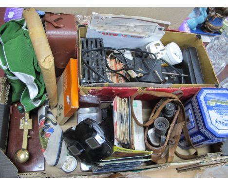 Bingoscope, Pathescope discs, Rington's tin, Carl Zeiss binoculars, Vewmaster plus discs, Morse Code? machine, Manchester Gra