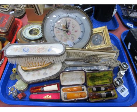 A&nbsp;Daguerreotype Mid XX Century Dressing Table Set, barometer, silver mounted cheroot holders, opera glasses, etc:- One T