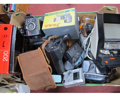 Royal Typewriter, cameras including Polaroid, etc:- One Box.