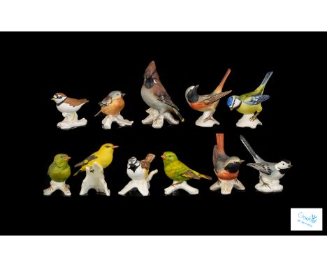 Large Collection of Goebel Hand Painted Ceramic Bird Figures ( 11 ) Eleven In Total, From the 1960's / 1970's. Comprises 1/ W