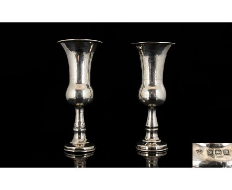 Judaica Pair of Sterling Silver Kiddush Cups From The Early 20th Century. Hallmark Birmingham 1911, Maker J.F ( Jacob Fenigst