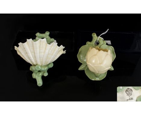 Royal Worcester Naturalistic Wall Sconce In The Form Of A Shell Nestled Amongst Kelp Circa 1870's marked to back, shape no.10