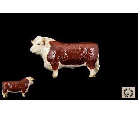 Beswick Bull Figure ' Polled Hereford Bull ' Champion of Champions. Model no 2549. Designer Graham Tongue. Modelled 1975. Hei