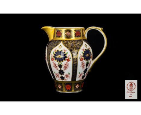 Royal Crown Derby Superb Quality Old Imari Pattern Single 22ct Solid Gold Band Jug Pattern no 1128 date 2003, height 6.5 inch