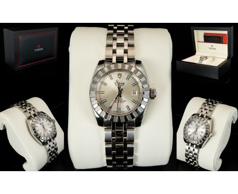 Tudor Classic by Rolex Midi Size- Date-Just Steel Case Rotor Self Winding Wrist Watch. Model No 22010, Serial No J761976, Sel