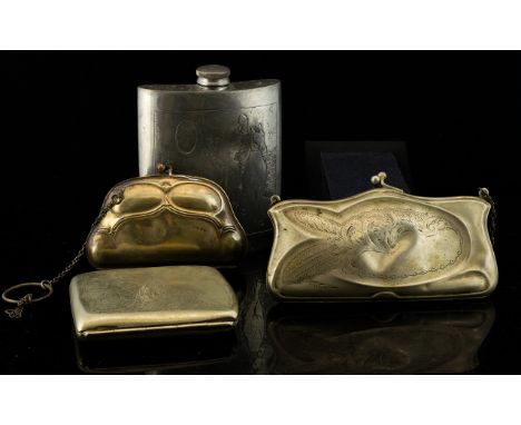 A Small Collection Of Late 19th/Early 20th Century Silver Plated Minaudieres And Cigarette Cases Each in as found condition, 