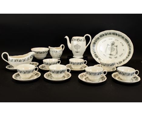 Grindley Royal Cauldon 'Passover Ware' Dinner Service Circa 1950s. Including:  10 x 9'' Plates; 10 x 8'' Plates; 10 x Small S