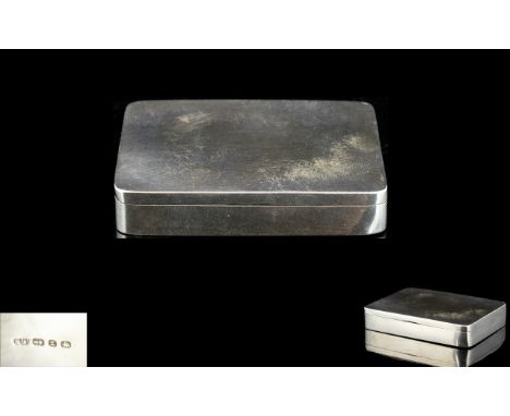 Victorian Period Rectangular Shaped Solid Silver Lidded Vesta Case and Combined Snuff Box of Plain Form. Hallmark Birmingham 