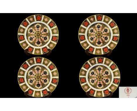 Royal Crown Derby Old Imari Cabinet Plates - set of four (4). Pattern number 1128, dated 1981. Each plate has a diameter of 8