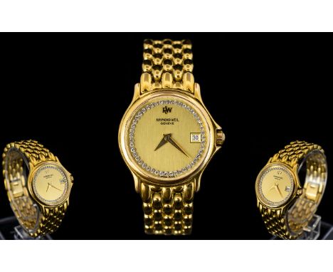 Raymond Weil Ladies Gold Plated Date-Display Wrist Watch, with Integral Panther Designed Bracelet. Model No 5368, Case No 266