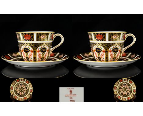 Royal Crown Derby Old Imari Cups and Saucers - single gold band, pattern no. 1128. Saucers dated 1978, cups dated 1979. All p