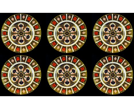 Royal Crown Derby Set of Six Superb Quality Old Imari 22ct Gold Single Band Cabinet Plates.  Pattern No. 1128.  Each cabinet 