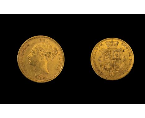 Queen Victoria 22ct Gold Young Head / Shield Back Half Sovereign - Date 1884. London Mint &amp; High Grade Coin, Please Confi