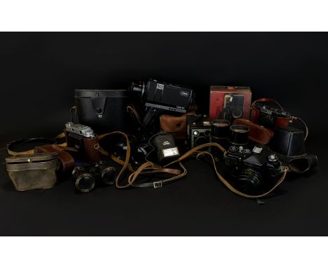 A Good Quantity Of Cameras To Include A Brownie Six-20, Franka Solida Camera 111, Zenit EM Russian Camera, Prinz Saturn Camer