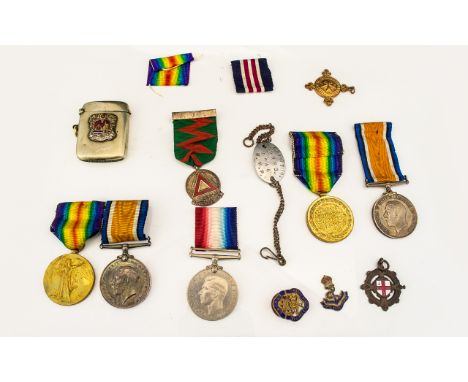 World War I Military Medals 1914 - 1918 Medals, Awarded to 2246 - SJT. E. Crompton M.M. + Dog Tag Name of Crompton 2246 + Wor