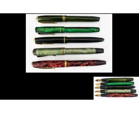 A Collection of Nice Quality Old Fountain Pens ( 5 ) Five In Total. Comprises 1/ Conway Stewart 58 Fountain Pen, Duro 58 - 14