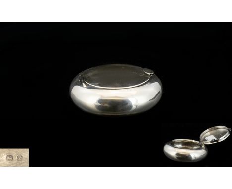 A Fine Quality Silver Circular Lidded Box of Interesting and Pleasing Form. Hallmark Birmingham 1924 &amp; Maker J.C. Ltd. 3.