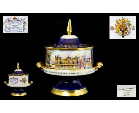 Aynsley - Magnificent and Impressive - Large Twin Handle Lidded Bowl of Ltd and Numbered Edition Issue. To Commemorate the Ma