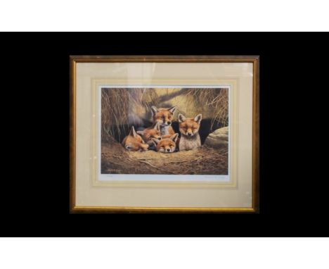 Natural History Interest - Limited Edition Artist Signed Print By Adrian C Rigby 'Patiently Watching The Hunt' Framed And Gla