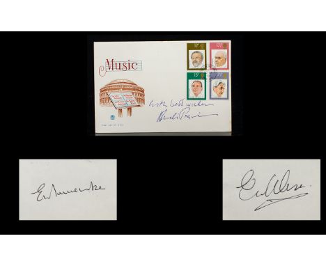 Morecambe &amp; Wise Plus Andre Previn Autographs.  Signed on three separate pages in all.  See accompanying photographs.