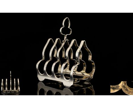 Elkington &amp; Co Nice Quality Solid Silver 4 Tier Toast-rack of Pleasing Form. Hallmark Birmingham 1914, Maker Elkington &a