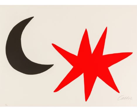 Alexander Calder (1898 Philadelphia - 1976 New York) (F)Komposition mit Mond und Stern, Farblithografie auf Bütten, 57,5 cm x