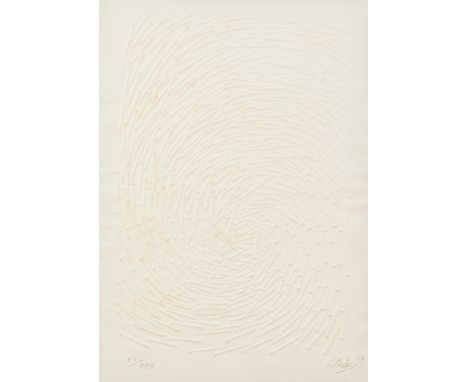 Günther Uecker (1930 Wendorf) (F)'Spirale', Prägedruck auf Bütten, 69 cm x 49,5 cm Blattmaß, signiert, 99 datiert, 49/100 num