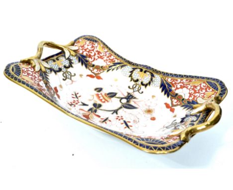 A good 19th century Spode&nbsp; Imari pattern rectangular twin handled serving dish having twig and vine pierced gilded handl