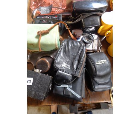 Collection of cameras inc. Yashica, Canon, Coronet Box camera etc.