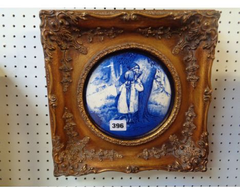 Ornate gilt framed Ceramic plaque of Hansel & Gretel