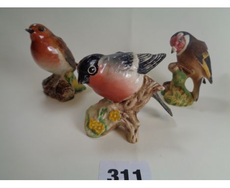 3 Beswick bird figures Bullfinch, Robin & Goldfinch