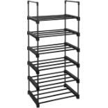 SONGMICS 6-Tier Shoe Rack, Shoe Storage Organiser, Metal Storage Rack, Fits 12 to 18 Pairs of Shoes,