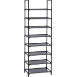 SONGMICS 8-Tier Shoe Rack, Shoe Shelf, Shoe Storage Organiser, Space-Saving, 28 x 46 x 145 cm, Metal